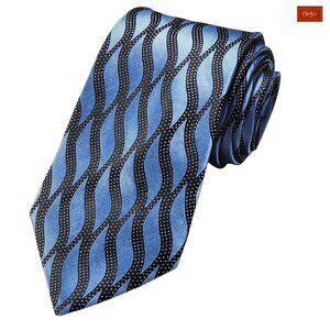 Fabio Fazio Light Blue/Black 100% Silk Tie 59" Long 4" Wide(ID162)